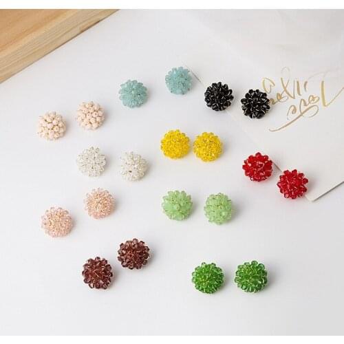 Fashion Handmade Weave Ball Earrings For Women Girls Classic Design Geometric Shaped Stud Ear Jewelry Party Gifts