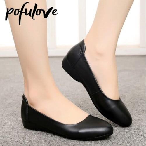 Pofulove Women Flats PU Leather Shoes Office Work Ladies Shoes Oxford Shoes for Women Fashion Designer Round Toe Femme Zapatos