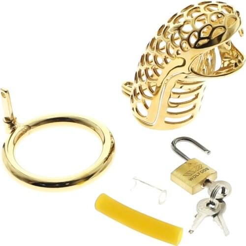 Golden Snake Chastity Device Stop Masturbation Metal Cock Cage Adult Lockable Penis Ring Sex Cockring BDSM 18+ Sex Toys For Men