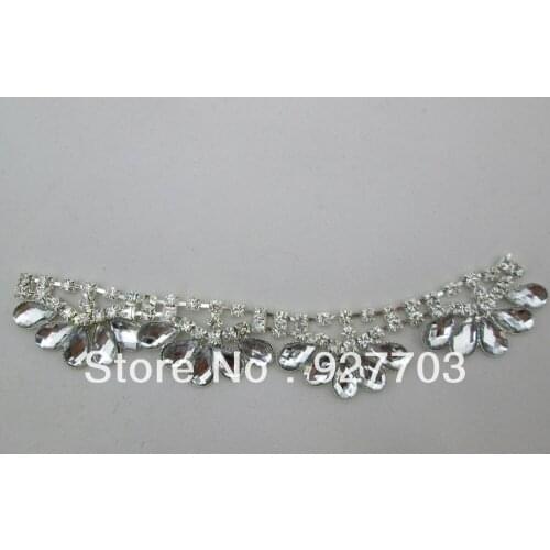 1 Yard White Acrylic Rhinestone Crystal Applique Chain Bridal Costume Trim Craft