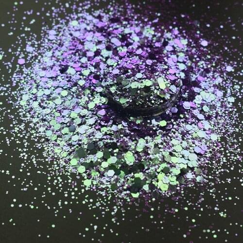 100g Nail Glitter Sequin Chameleon Mixed 1/2/3mm Hexagon Nail Sparkle Manicure Makeup DIY Craft Festival Nail Art Decoration