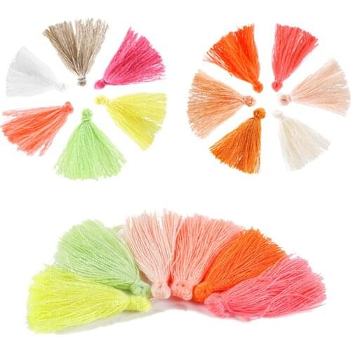 100pcs Candy Colors Small Cotton Tassels Fringe Tassles Charm Pendant for DIY Dangle Earring Jewelry Making Accessories Supplies