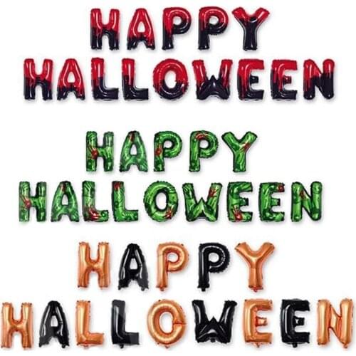 14pcs/set 16inch Red Black Happy Halloween Alphabet Foil Balloons Halloween Party Decorations Balloon Background Globos Supplies