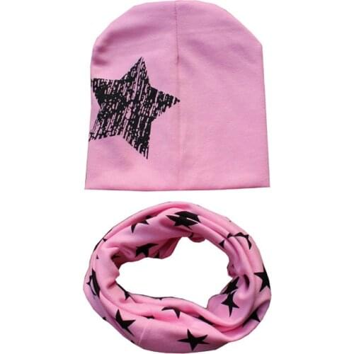 2018 Baby Hat scarf Cartoon Print Caps For Girl boy Cotton Knit Spring Autumn Winter Children beanies kids photography props
