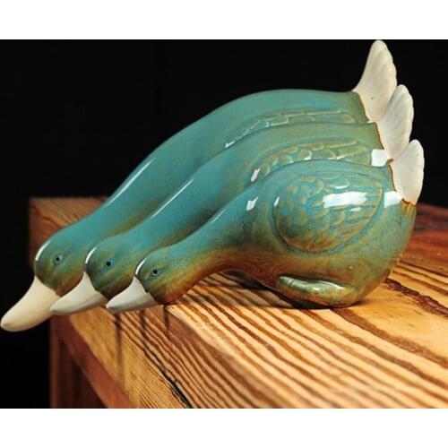 3pcs Simulation Drinking Water Duck Figurine Ornaments Ceramic Animal Statue Crafts Landscape Sculpture