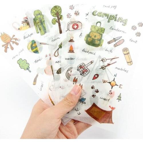 6pcs / Pack Cartoon Fleshy Words Secret Garden Camping Equipment Sea Transparent Stickers Album Decoration Stickers