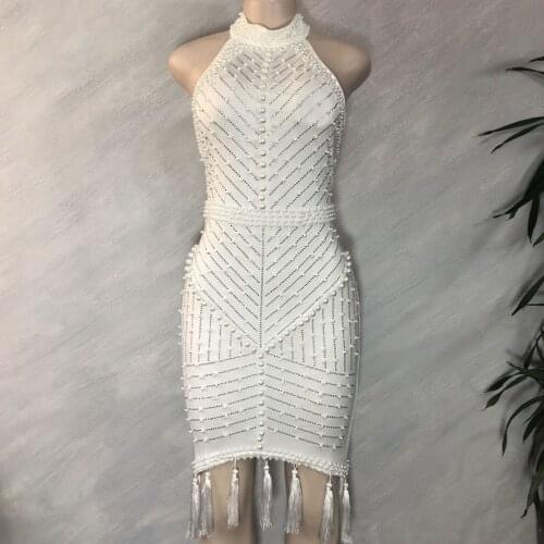 African Dresses For Women White Black Beading African Clothes Africa Dress Dashiki Ladies Clothing Ankara Africa Dress