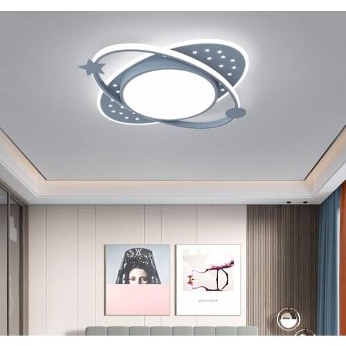 Children Kids room Gray Moon Stars Modern Chandelier Ceiling Lamp for Living room Bedroom Kitchen Dining Luminaires 50/60cm