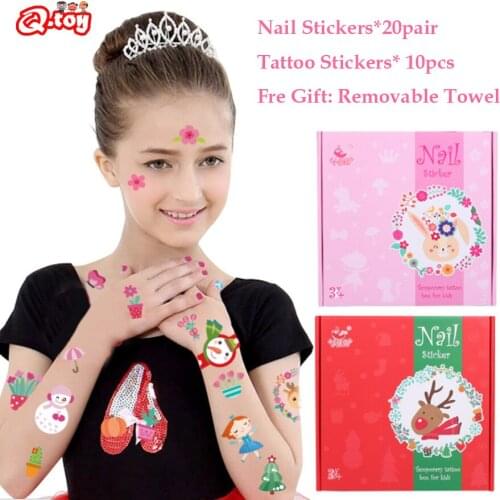 Childrens Cartoon Nail Stickers Tattoo Non-toxic Waterproof Beautiful Male and Female Kids Nail Gloss Stickers for Boys N Girls