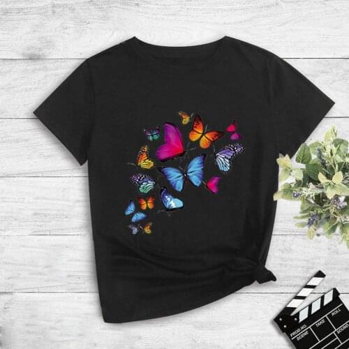 Aesthetic Butterfly Print Fashion T Shirt Women Summer Tops Loose Animal Print Soft Causal Short Sleeve T-shirt Top Ropa Mujer