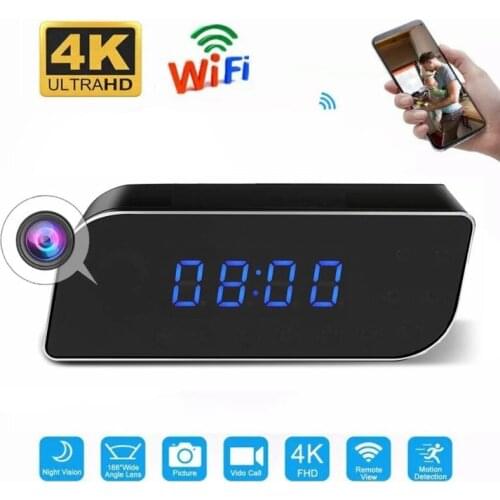 4K Hd Klok Camera Draadloze Wifi Camera Micro Cam Ir Night View Alarm Camcorder Digitale Horloge Video Mini Dv oculta Kleine Cam
