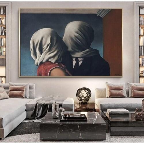 Rene Magritte The Lover Canvas Painting Surrealism Posters and Prints Cuadros Wall Art Pictures for Living Room Home Decoration
