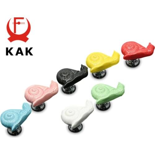 KAK Cartoon Snail Ceramic Handles Drawer Knobs Kitchen Cupboard Door Handles for Kids Room Cabinet Handles Furniture Handle