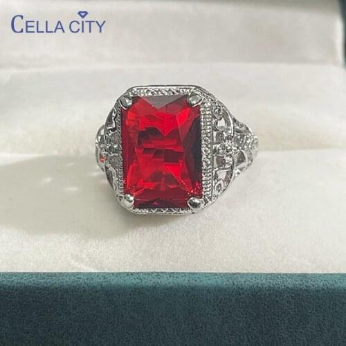 Cellacity Vintage Silver 925 Ring For Charm Lay With Rectange Gemstones Wedding Party Wholesale Gift Size 6-10 Fine Jewlery