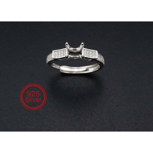 6.5MM Round Prong Ring Settings Blank Adjustable Luxury Pave CS Stone Solid 925 Sterling Silver DIY Bezel for Gemstone 1294179