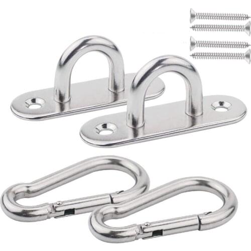 Hammock Hooks Heavy Duty Yoga Hanging Kit Stainless Steel Pad Eyes Ceiling Hanger Snap Hook Carabiners