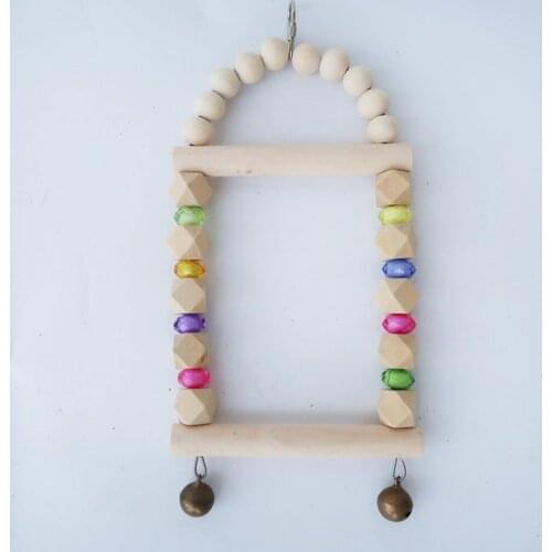 Easy Installation Eco-friendly Wooden Bird Parrot Swing Perch Toy for Indoor