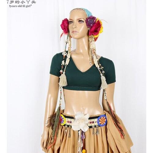 Lycra Cotton ATS Tribal Style Belly Dance Tops Sexy V Neck Design Backless Short Sleeve for Women CKK01 02