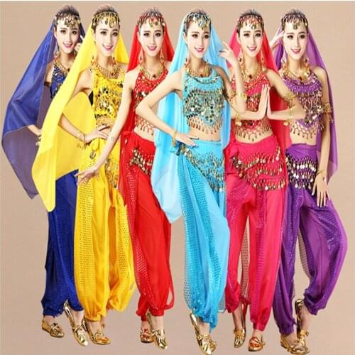 2020 new Indian dance performance clothing belly dance stage performance clothing apron highlight pants suit
