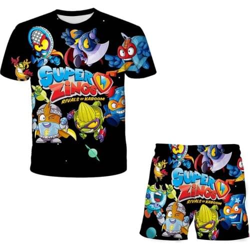 New Super Zings Kids Boys Clothes Short sleeve shorts Sets Baby Clothes Cute Childrens Sets T-Shirt+Pant Hip hop style girl top