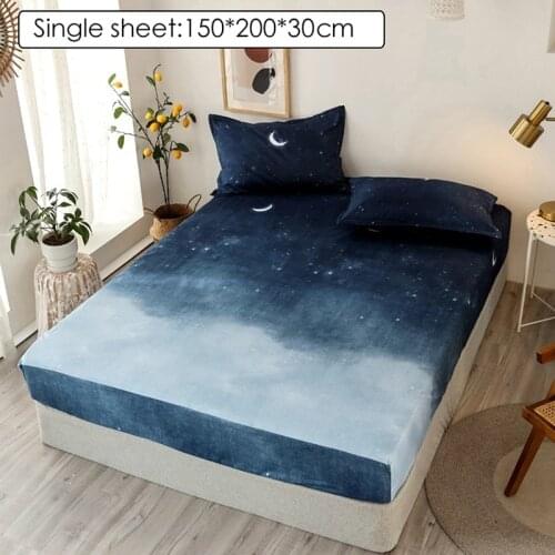 Solid Fitted Sheet Mattress Cover Four Corners With Elastic Band Bed Sheet Cover Cotton Non-slip Dustproof Mattress Protector