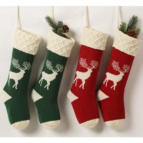 Christmas Elk Sock Gifts XmasTree Decor Stockings Pendant Sock Ornaments Kids Candy Bag Gift Christmas Decoration For Home 1pcs