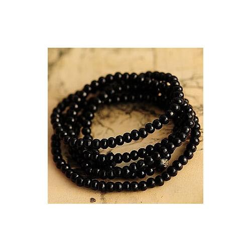 Wholesale Tibetan Jewelery Natural Black Sandalwood Chunky Bead Carved Buddha Multiturn Buddha Bracelet 5mm Men / Women Gift