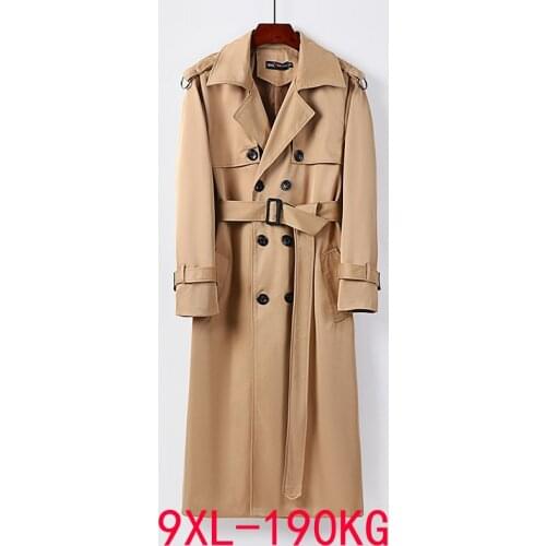 2021 Autumn New Brand Men Trench Coat Long Windbreaker Europe America Fashion Trend Double-Breasted Slim Long Trench