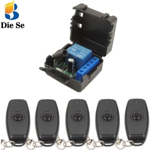 DieSe Newest 1 Button Universal Wireless Remote Control and 433Mhz DC 12V 1CH Relay Receiver Module For Gate Garage and Light