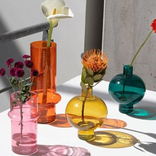 Vase Glass Nordic Color Spherical Home Decoration Accessories For Living Room для домашнего интерьера ваза стекло Wazony