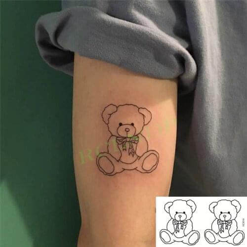 Waterproof Temporary Tattoo Sticker Cute Toy Bear Bow Knot Design Tatto Flash Tatoo Fake Tattoos for Kids Men Women