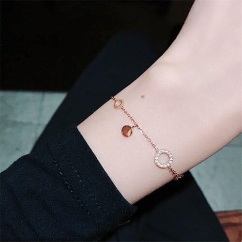 YUN RUO Pave Zircon Stone Circle Bracelet Woman Birthday Gift Rose Gold Color Fashion Titainum Steel Jewelry Not Fade Drop Ship