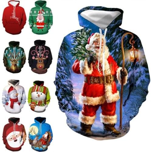 Women Christmas Hoodie Ladies Autumn Winter Cartoon Santa Snowman Full Sleeve O-Neck Casual Sweatshirts