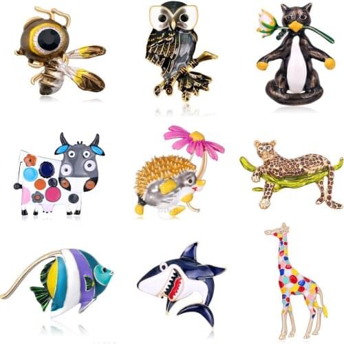 Cute Animals Panda Enamel Brooches For Women Lapel Frog Badges for Clothes Jewelry Collar Bee Pins Gifts Accessories for Friends