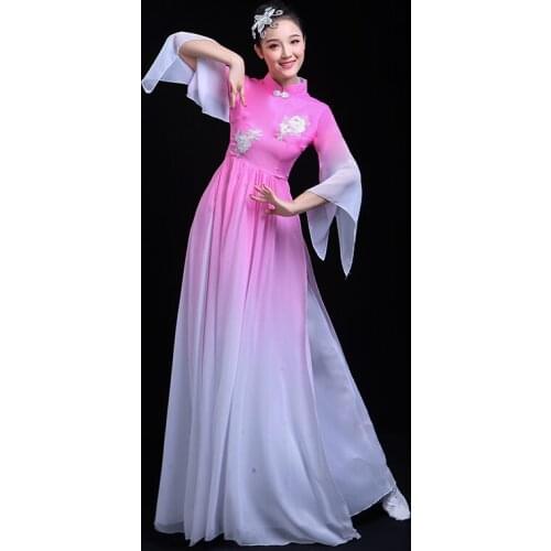 Women Classical Dance Costumes Female Chinese Yangko Dance Dress Lady Stage Fan Dance Clothing National Umbrella Dancewear