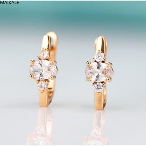 MAIKALE Oval Copper Stud Earrings For Women Cubic Zirconia Simple High Quality Exquisite Earrings Fashion Jewelry wholesale