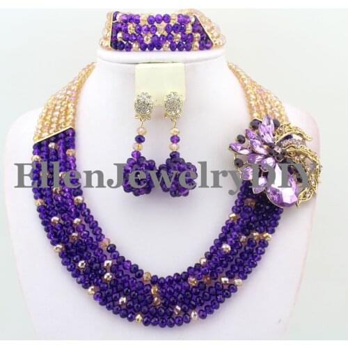 2019 Jewelry Crystal Beads African Jewelry Set wedding or party Necklace Set For womens Free Shipping W8993