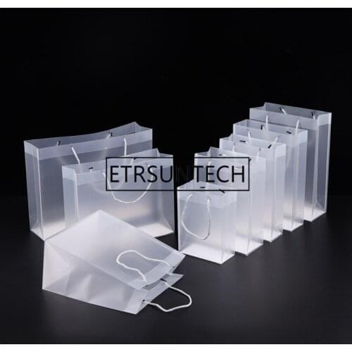 8 Size Frosted PVC plastic gift bags with handles waterproof transparent PVC bag clear handbag party favors bag custom logo