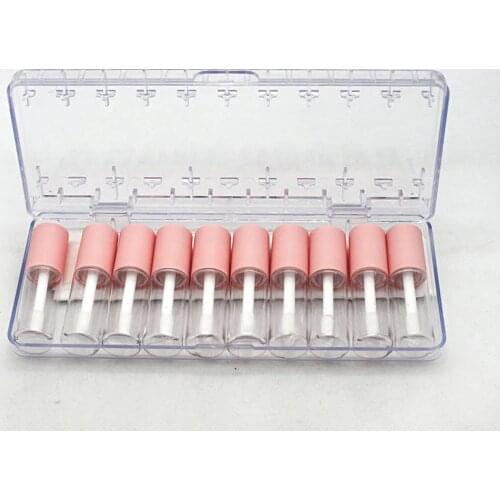 4ml lip gloss empty tubes mini clear plastic lipgloss packaging container with pink matte caps
