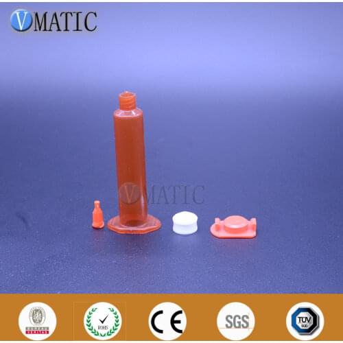 Free Shipping Glue Dispensing 5cc/ml Amber Pneumatic Syringe Barrels UV Block Cartridge With Piston & Stopper & End Cover