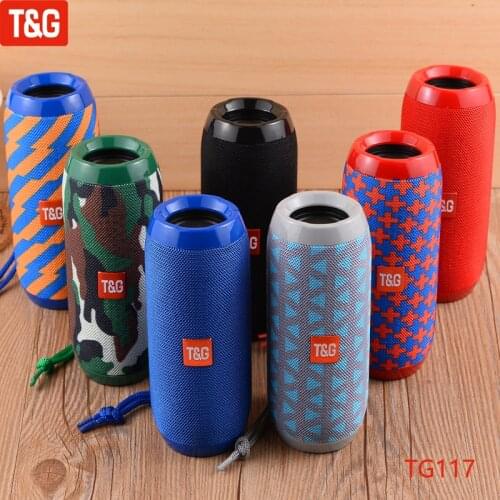 T&G TG117 Portable Bluetooth Speaker Wireless Bass Column Waterproof Outdoor USB Speakers Support TF Card Subwoofer Loudspeaker