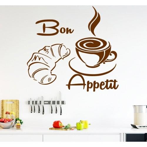 Bon Appetite Coffee Kitchen Mural Vinyl Decals Wall Stickers For Home Decoration Wall Art Decal Wallpaper Wall-sticker