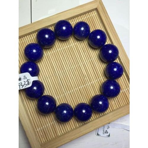 Genuine Natural Royal Blue Lapis Lazuli Stone Big Beads Women Man Stretch Bracelet AAAAA 16mm