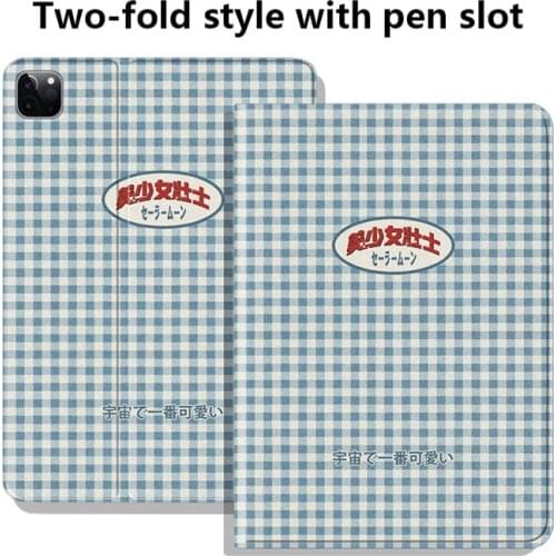 For Ipad 10.2 9.7 Pro 11 12 9 Mini 4 5 Air 4 3 Case 2020 Beautiful Girls Retro Plaid with Pen Slot Protective shell