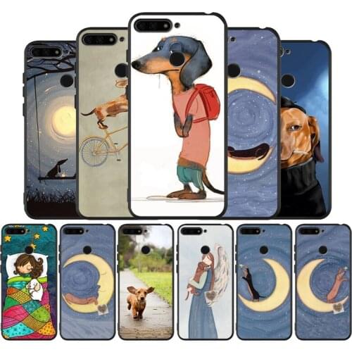 Dachshund dog black Silicone Phone Case For Huawei honor 30 8 8X 9 10 10 Lite 20 Mate 10 20 30 Lite Pro cover