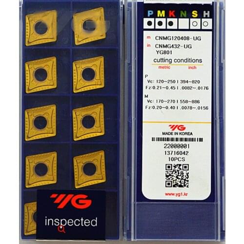 CNMG120404 UF CNMG120408 UG CNMG120412 UR YG801 100% Korea YG Carbide blade Processing: stainless steel, steel, Cast iron etc