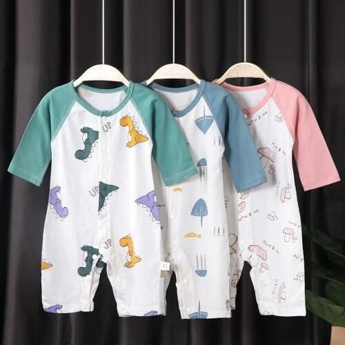 Summer Newborn Baby Romper Cartoon Print Baby Girls One-piece Jumpsuit Cotton Short Sleeve Infant Boys Climbing Clothes 0-24M