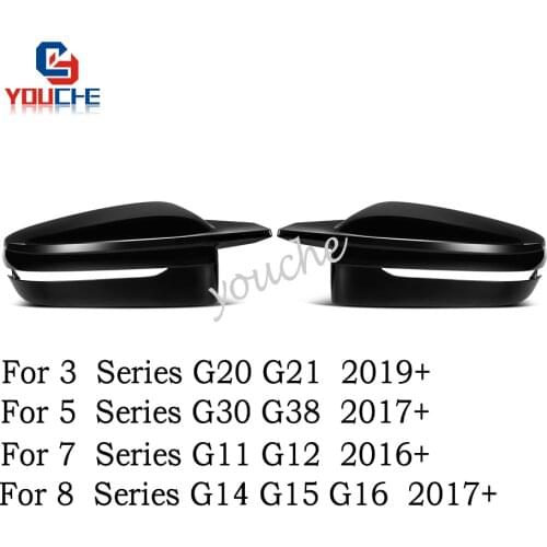 For BMW 3 5 7 8 Series G20 G30 G11 G12 G14 G15 G16 Car Side Wing Glossy Black ABS M Style Mirror Cover Rear View Caps