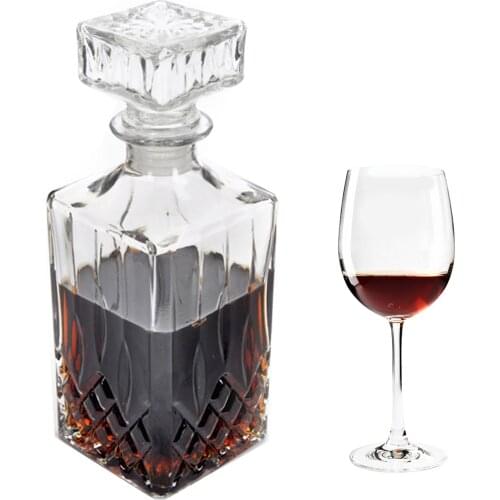 Behokic 1000ml European Style Square Glass DIY Wine Beer Whisky Decanter Drink Water Juice Tea Milk Jug Pitcher Bottle with Lid