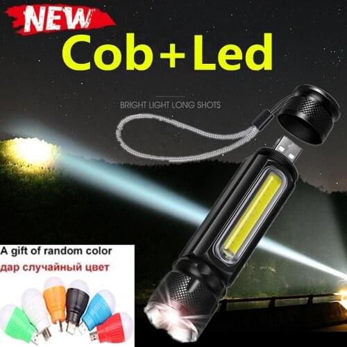 4000LM Powerful LED Flashlight USB Rechargeable with built-in battery torch Side COB Light 4modes linterna tail magnet WorkLight